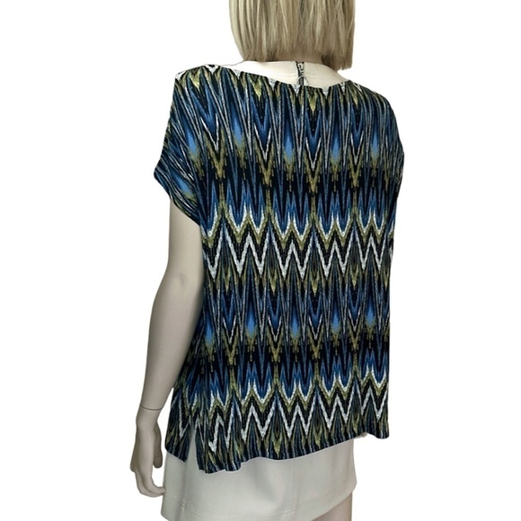 J. Jill Rayon Batwing Sleeve Poncho Design Shirt Tank Tunic Aztec Print XSP XS S - Picture 8 of 12